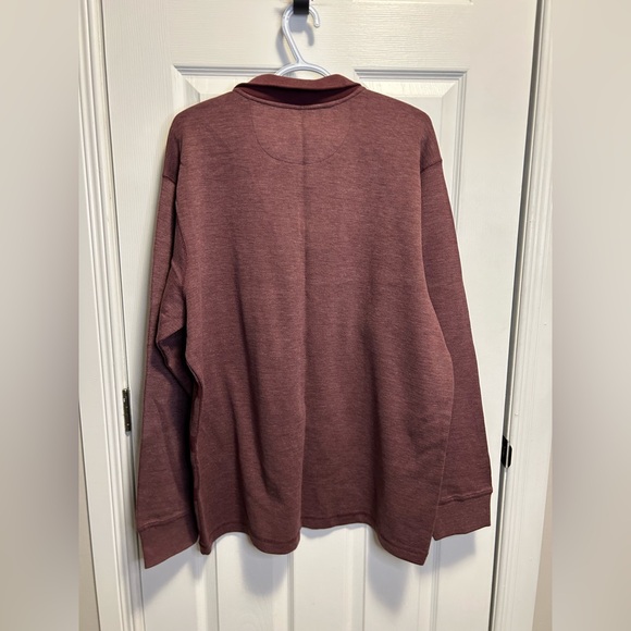 Denver Hayes Men's Quarter Zip-Up Sweater - Burgundy Stripes - Picture 5 of 6